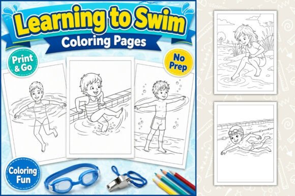 Learning to Swim Coloring Pages