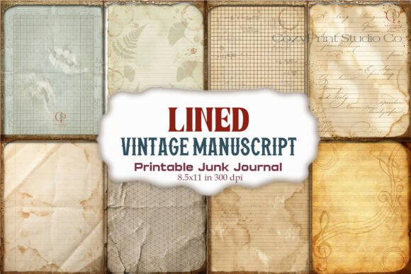 Lined Vintage Manuscript Junk Journal