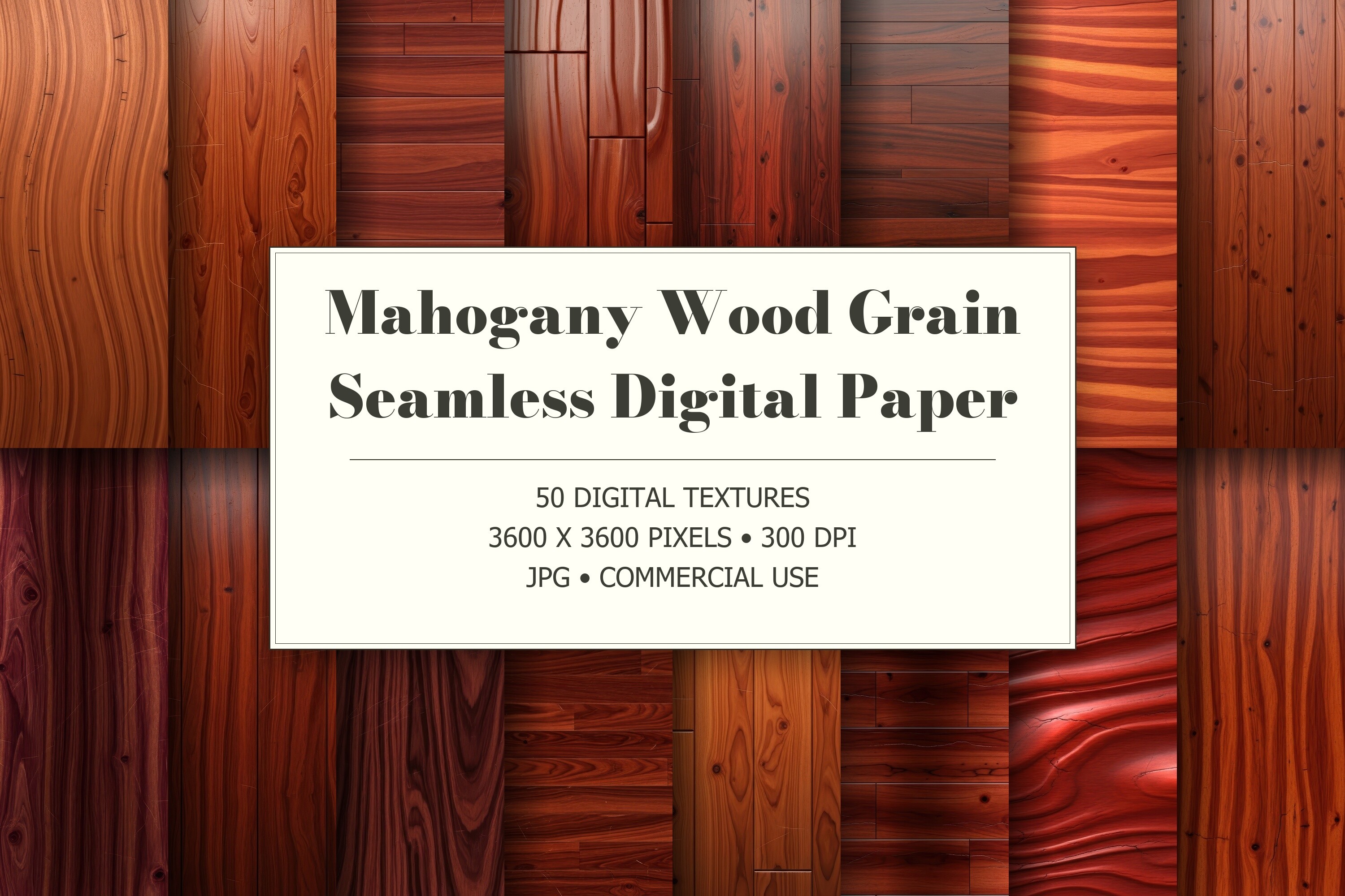 Mahogany Wood Grain Digital Paper