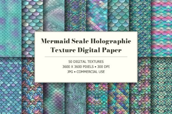 Mermaid Scale Holographic Digital Paper