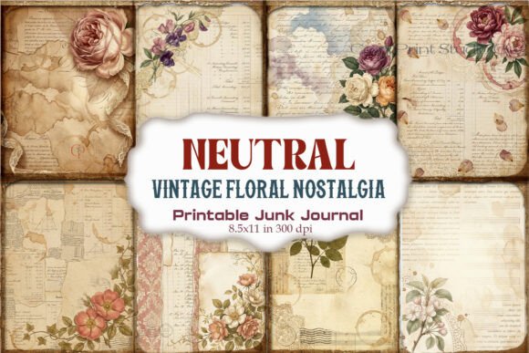 Neutral Vintage Floral Nostalgia Junk