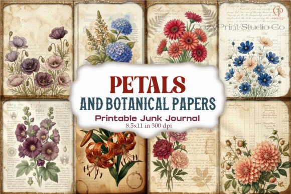 Petals and Botanical Papers Junk Journal