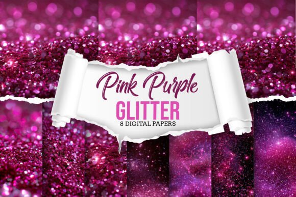 Pink Purple Glitter Digital Paper
