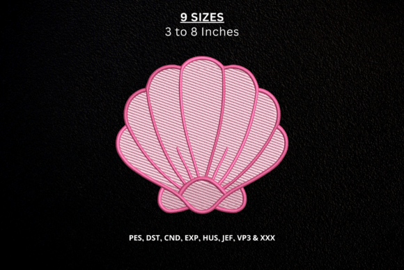 Pink Seashell Machine Embroidery Design