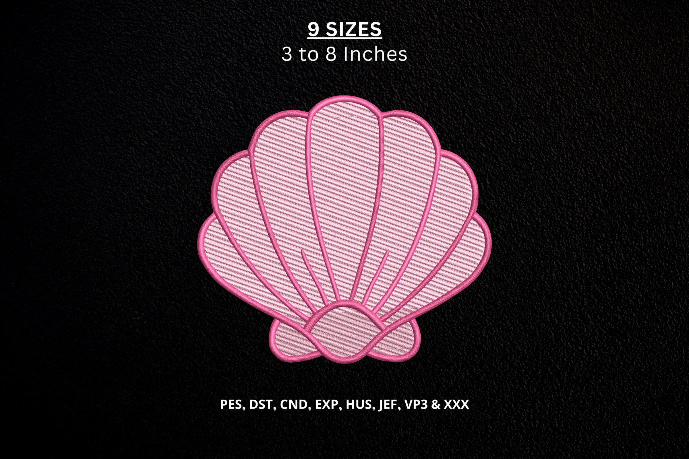 Pink Seashell Machine Embroidery Design