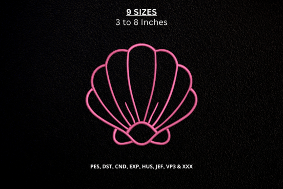 Pink Seashell Outline Machine Embroidery