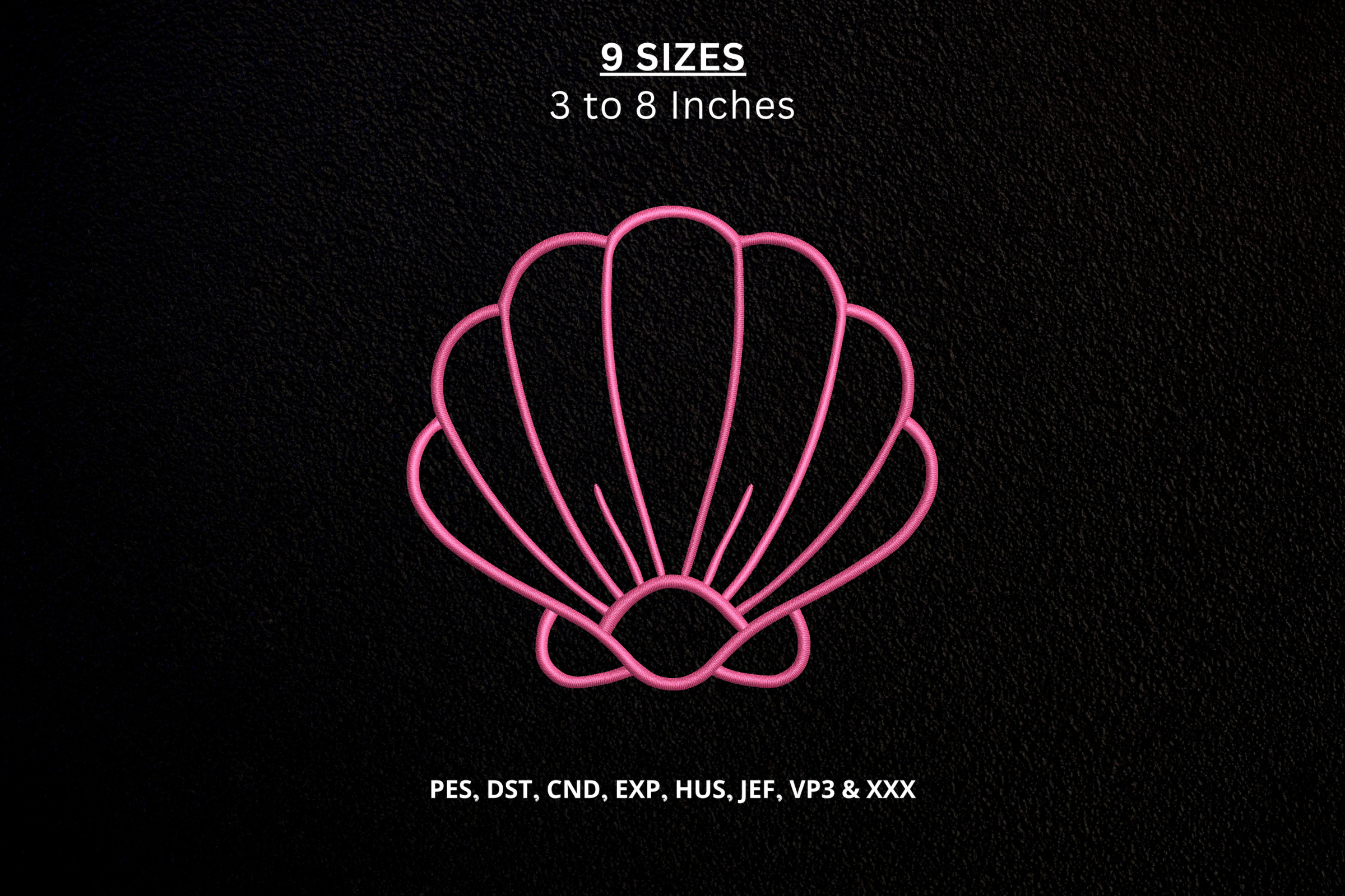 Pink Seashell Outline Machine Embroidery