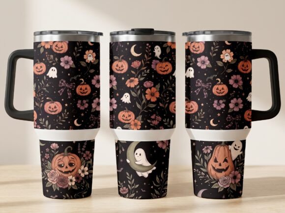 Pumpkin Halloween 40oz Tumbler Wrap PNG
