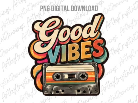 Retro Cassette Good Vibes Vintage PNG