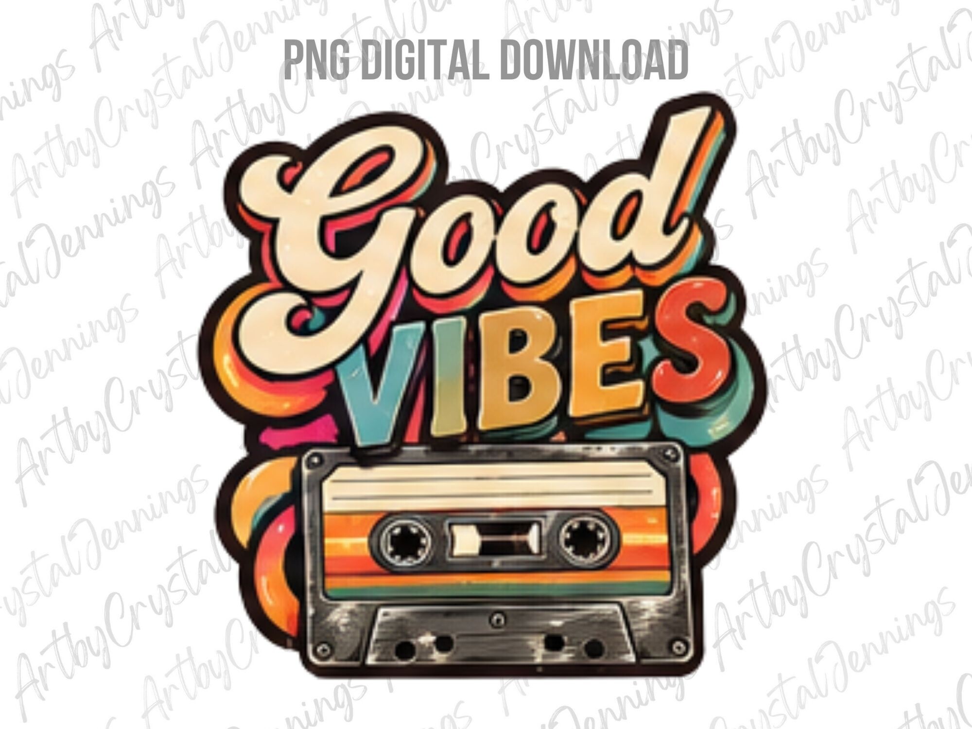 Retro Cassette Good Vibes Vintage PNG
