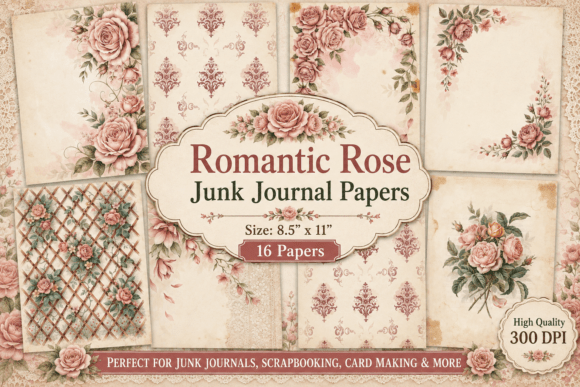 Romantic Rose Junk Journal Papers