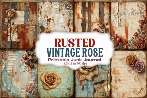 Rusted Vintage Rose Junk Journal Pages