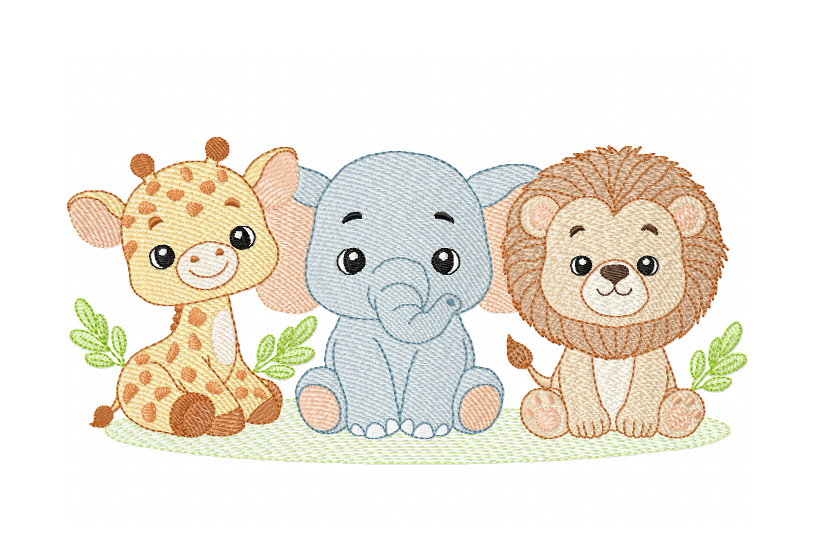 Safari Animals Embroidery Design