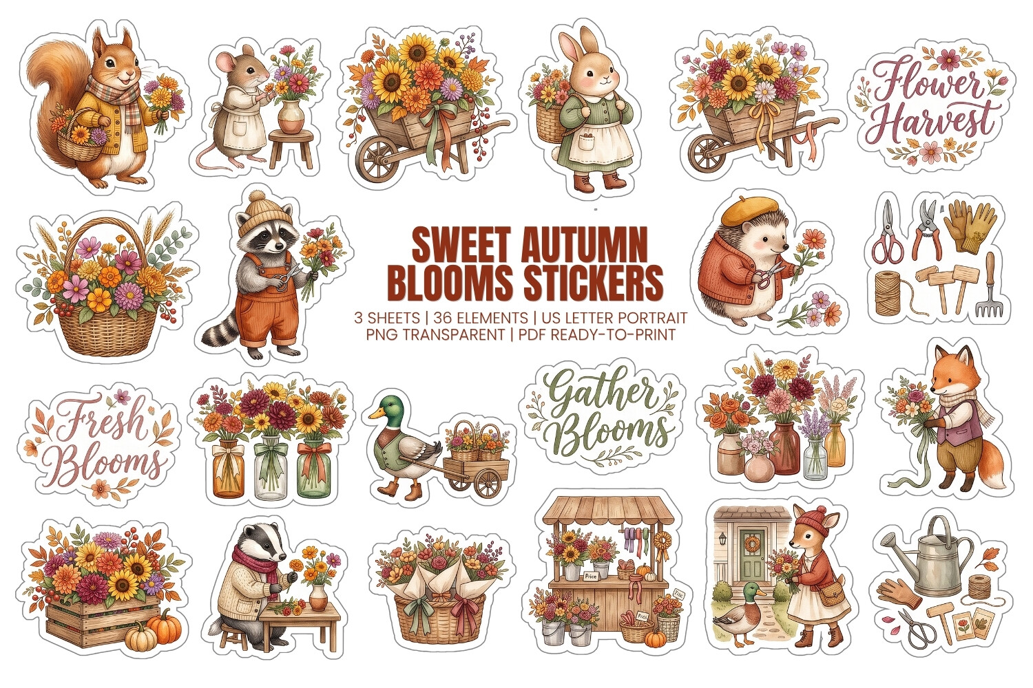 Sweet Autumn Blooms Stickers