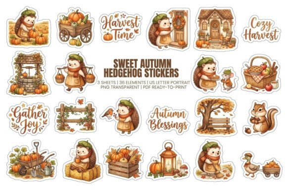 Sweet Autumn Hedgehog Stickers