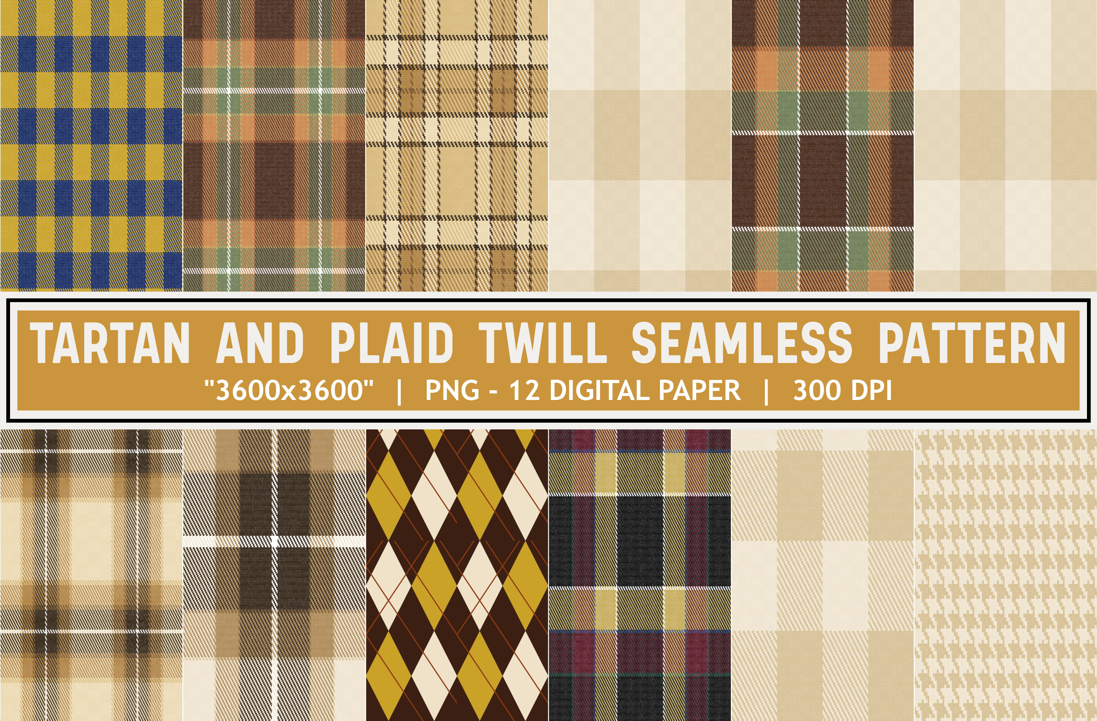 Tartan Plaid Gingham Argyle Pattern Set