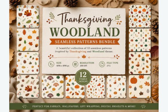 Thanksgiving Woodland Seamless Patterns