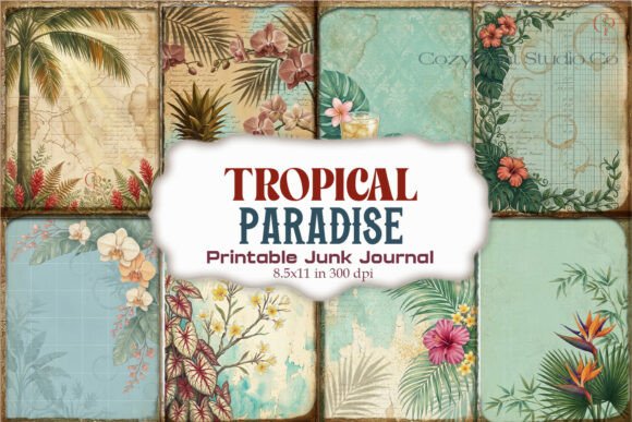 Tropical Paradise Junk Journal Pages