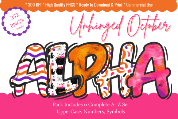 Unhinged October Halloween Alphabet PNG