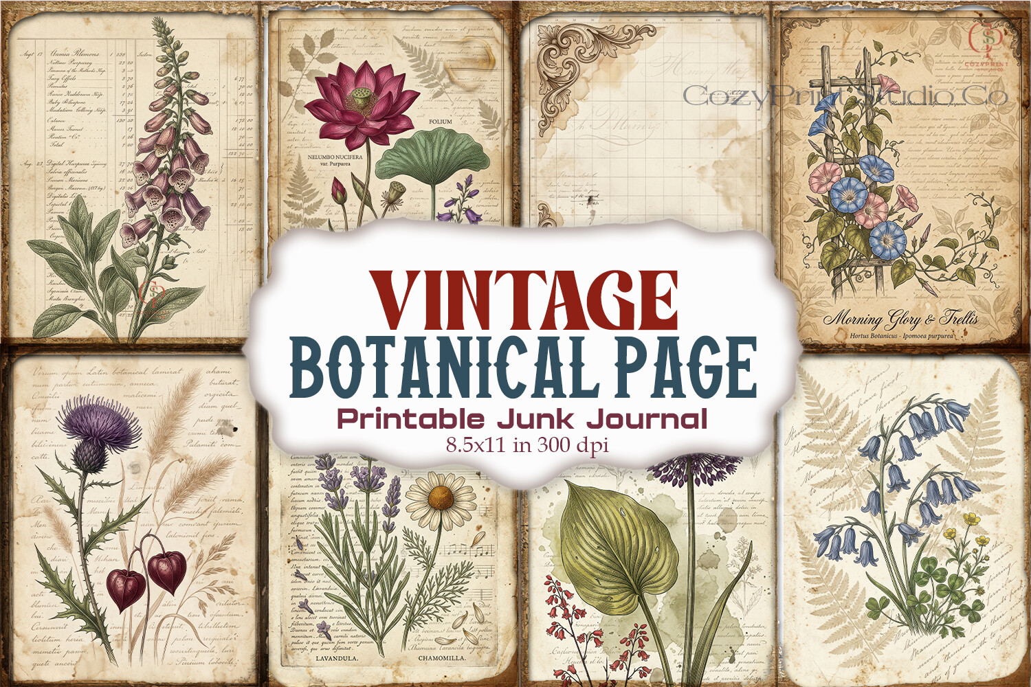 Vintage Botanical Page Junk Journal Page