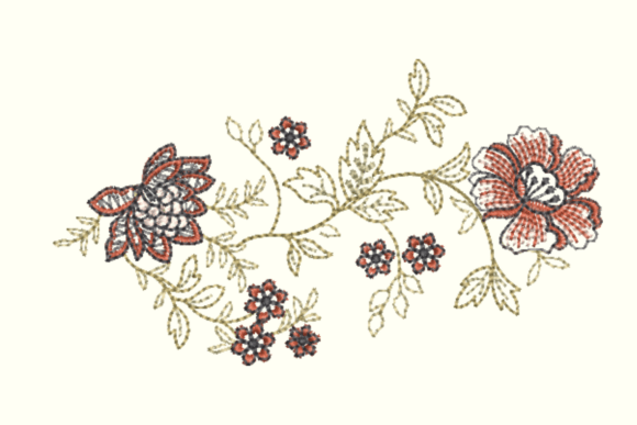 Vintage Chintz Floral Spray Embroidery