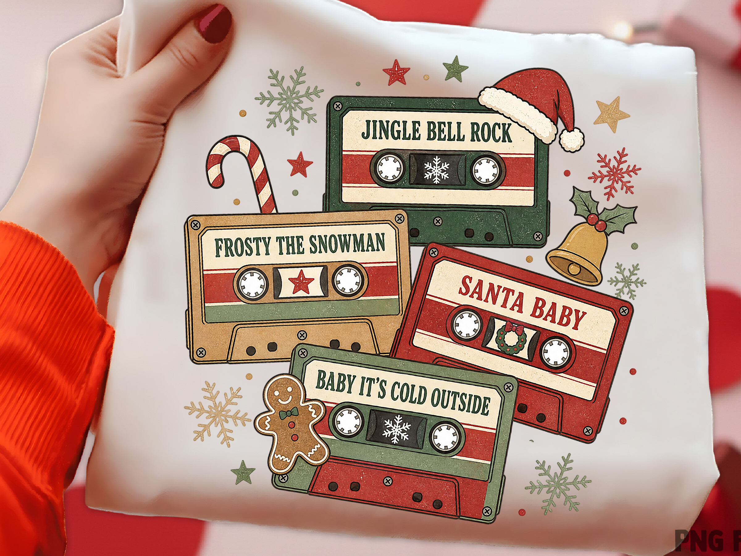 Vintage Christmas Mixtape Cassettes PNG