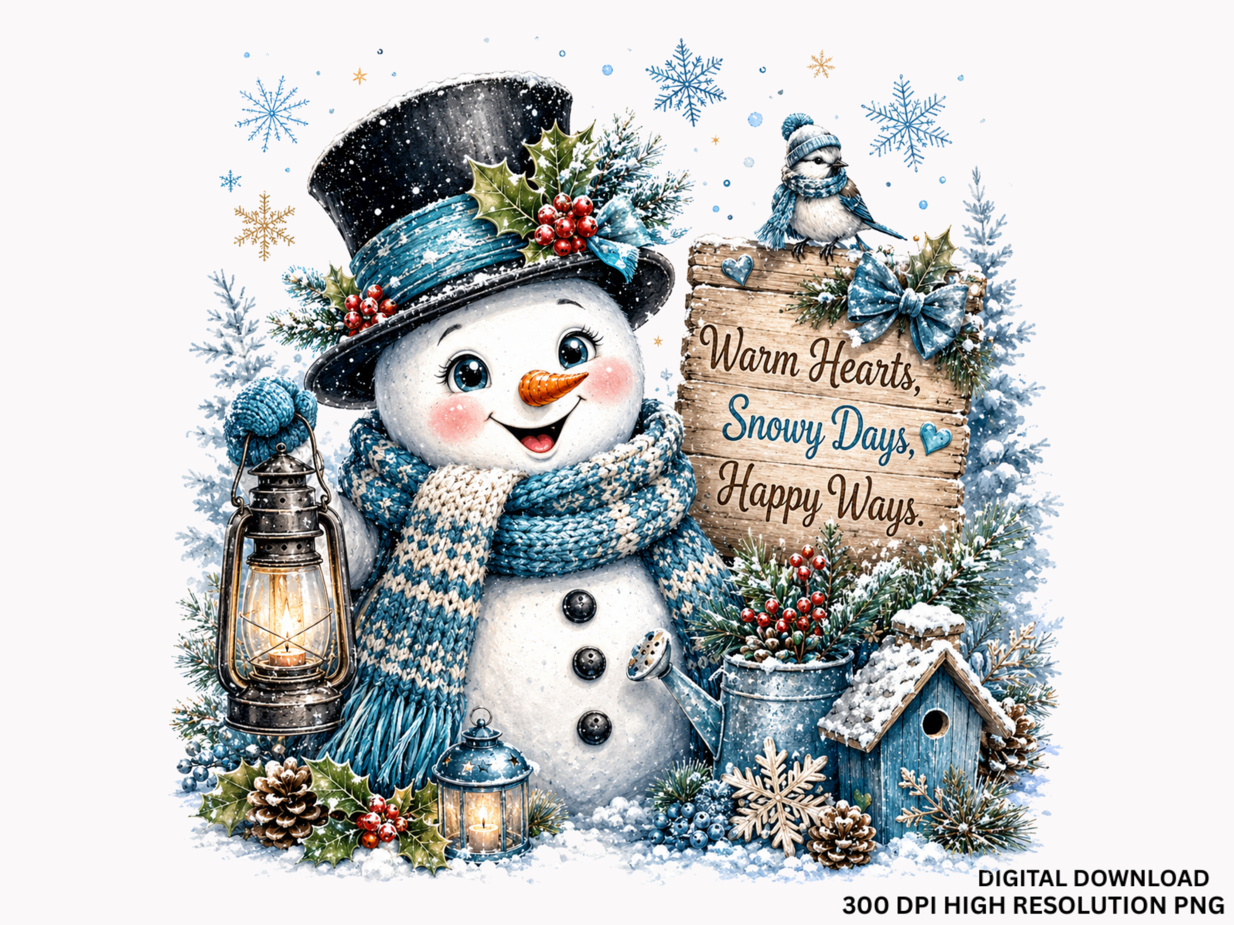 Vintage Christmas Snowman Winter