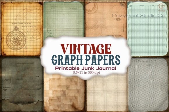 Vintage Graph Papers Junk Journal Pages