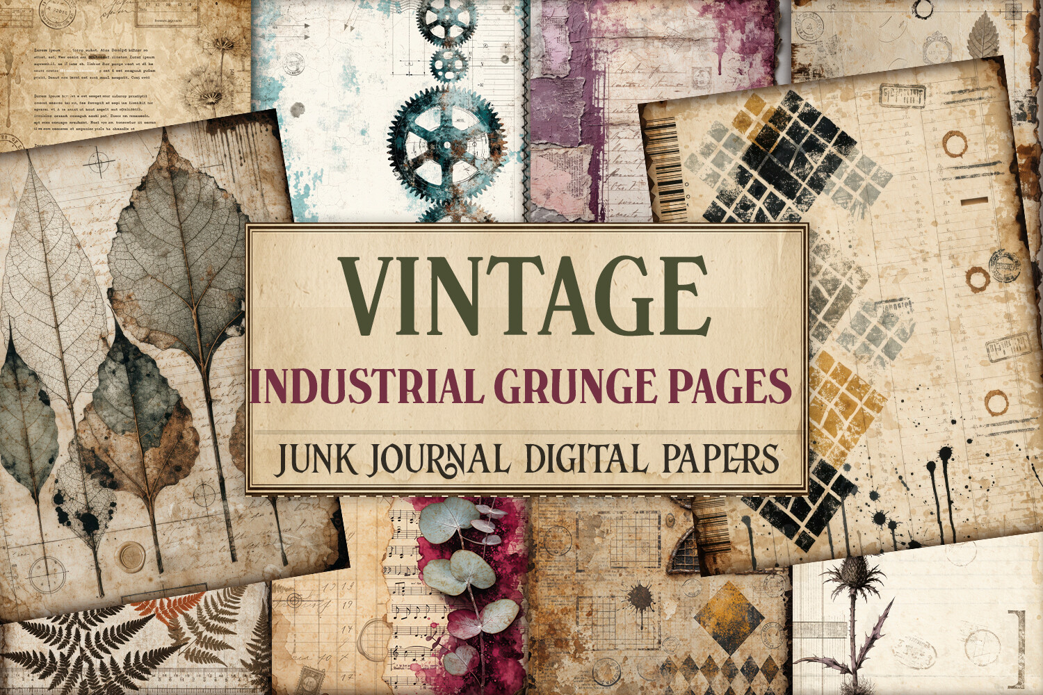 Vintage Industrial Grunge Junk Journal