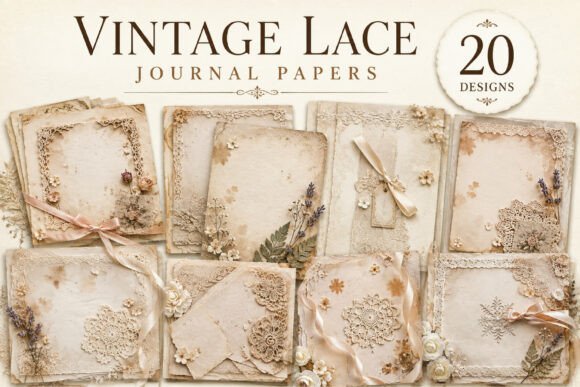 Vintage Lace Junk Journal Papers