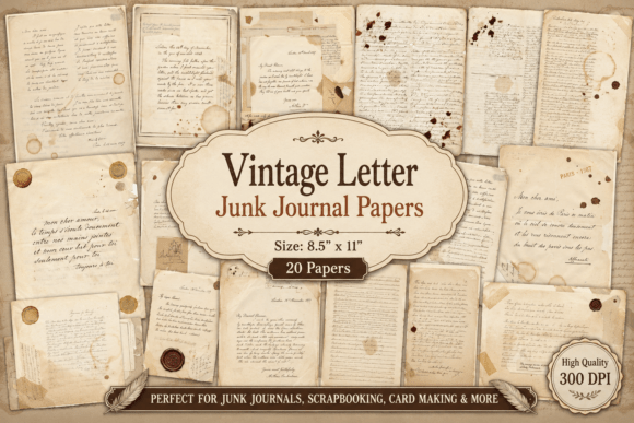 Vintage Letter Junk Journal Papers