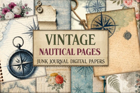 Vintage Nautical Junk Journal Pages