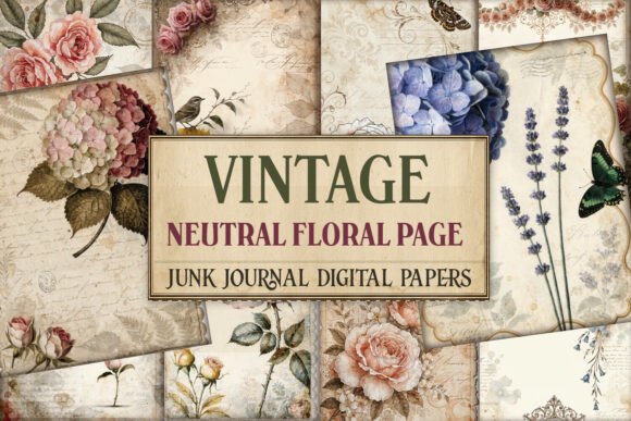 Vintage Neutral Floral Junk Journal Page