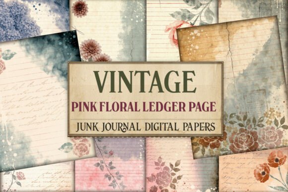 Vintage Pink Floral Ledger Junk Journal