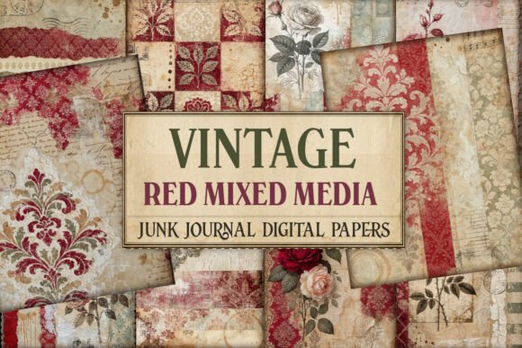 Vintage Red Mixed Media Junk Journal
