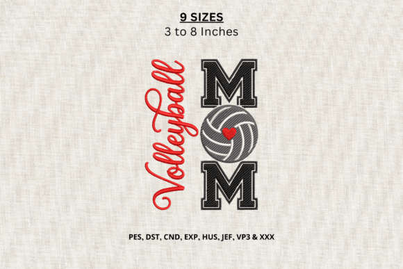 Volleyball Mom Machine Embroidery Design
