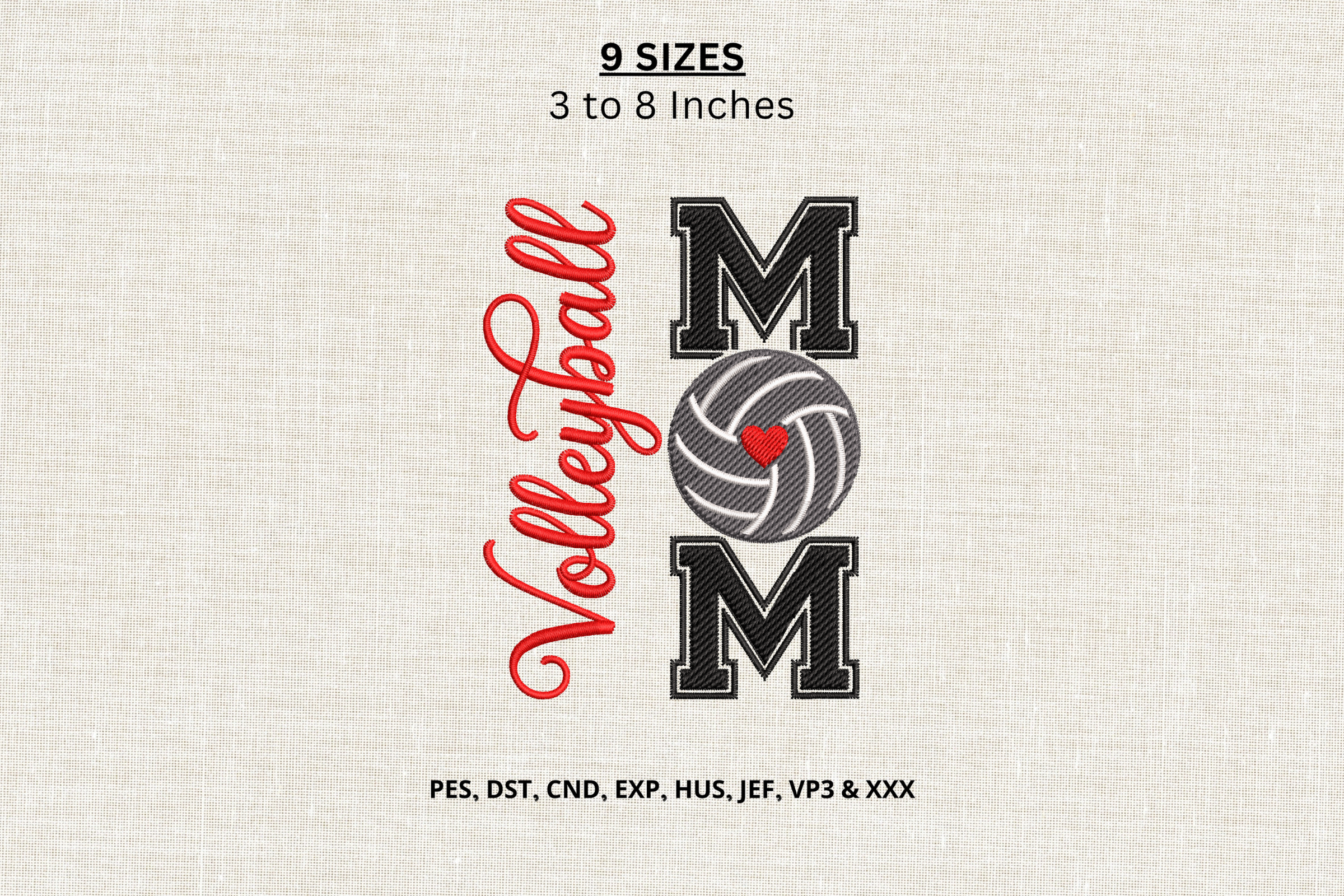 Volleyball Mom Machine Embroidery Design