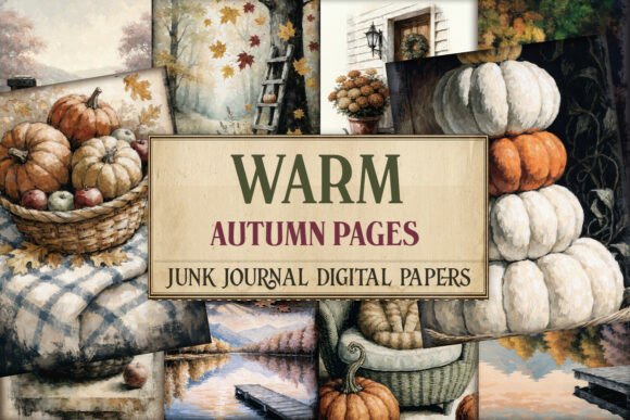 Warm Autumn Junk Journal Pages - Rustic