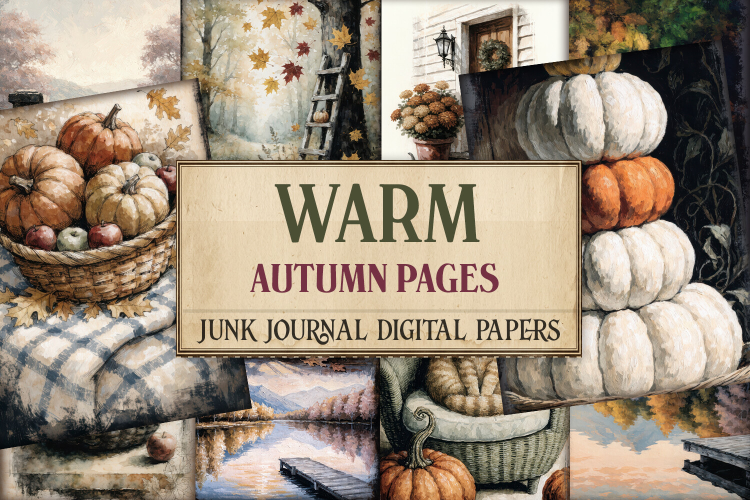 Warm Autumn Junk Journal Pages - Rustic