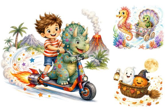 Watercolor Kids Adventure Clipart Bundle