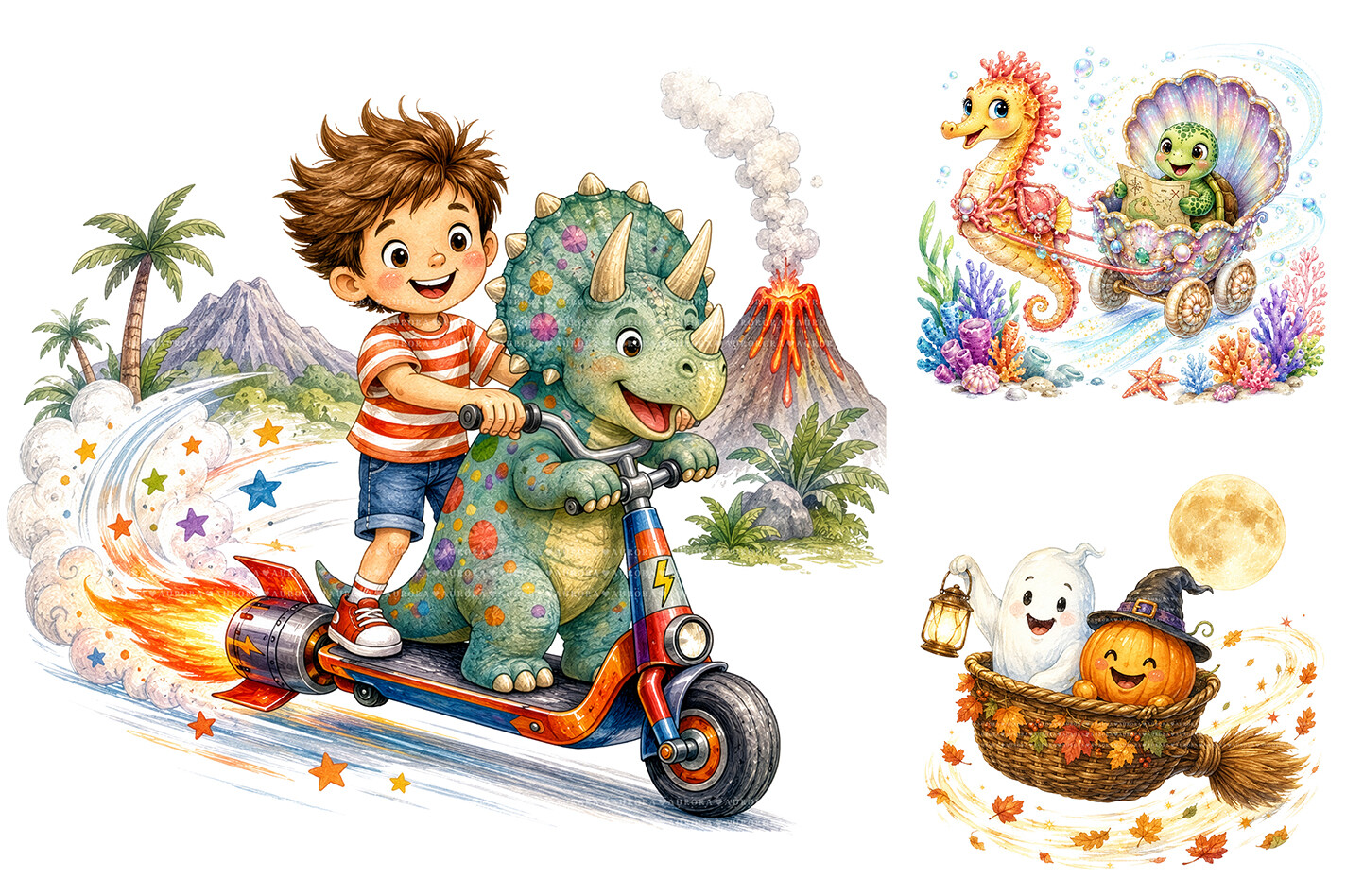 Watercolor Kids Adventure Clipart Bundle