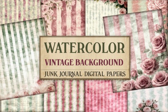 Watercolor Vintage Stripe Junk Journal