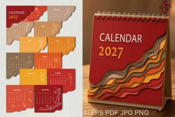 "Waves" Desk Calendar
