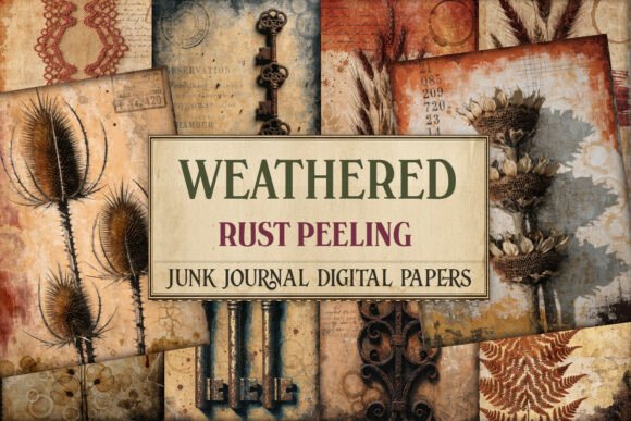 Weathered Rust Peeling Junk Journal Pape