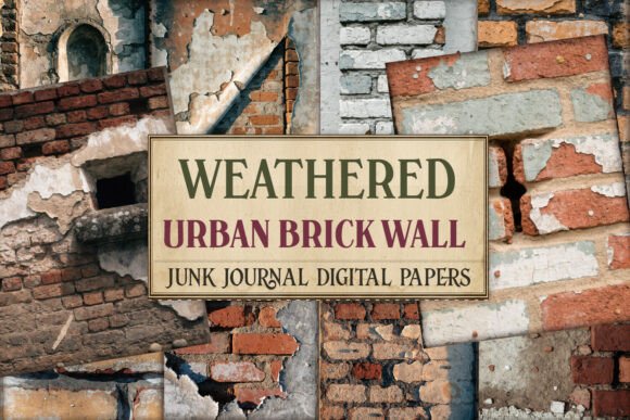 Weathered Urban Brick Junk Journal Paper