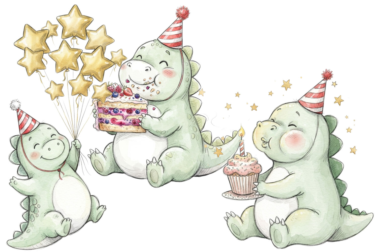 Whimsical Dinosaur Party Animals