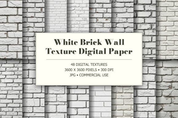 White Brick Wall Texture Digital Paper