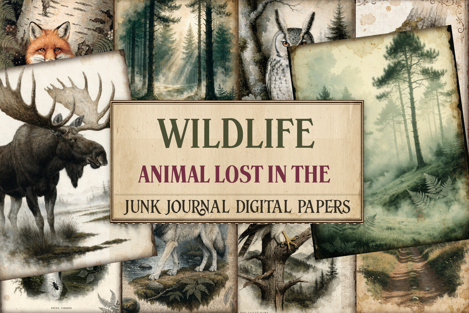 Wildlife Forest Animal Junk Journal Page