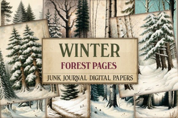Winter Forest Junk Journal Pages