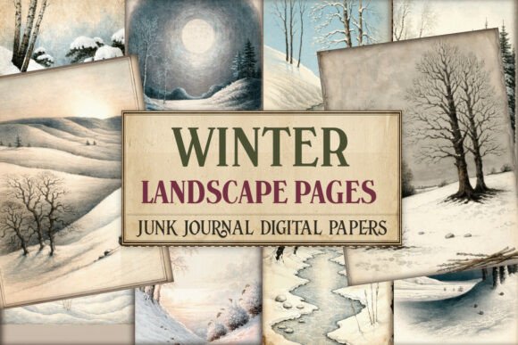 Winter Landscape Junk Journal Pages